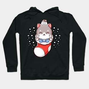 Cute cats with a christmas wreath for winter Hoodie